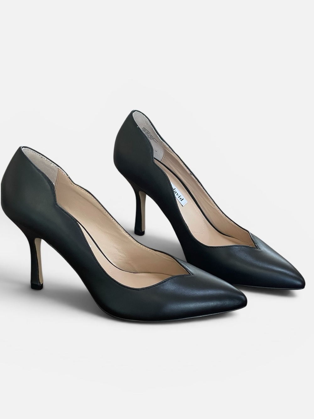 Charles David Innocent Black Pointed-Toe Leather Pumps Sz 10 Stiletto Heels